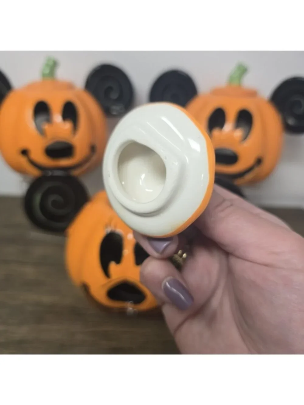 3 Disney Minnie Mickey Mouse Pumpkin Halloween Candle Holder Luminary